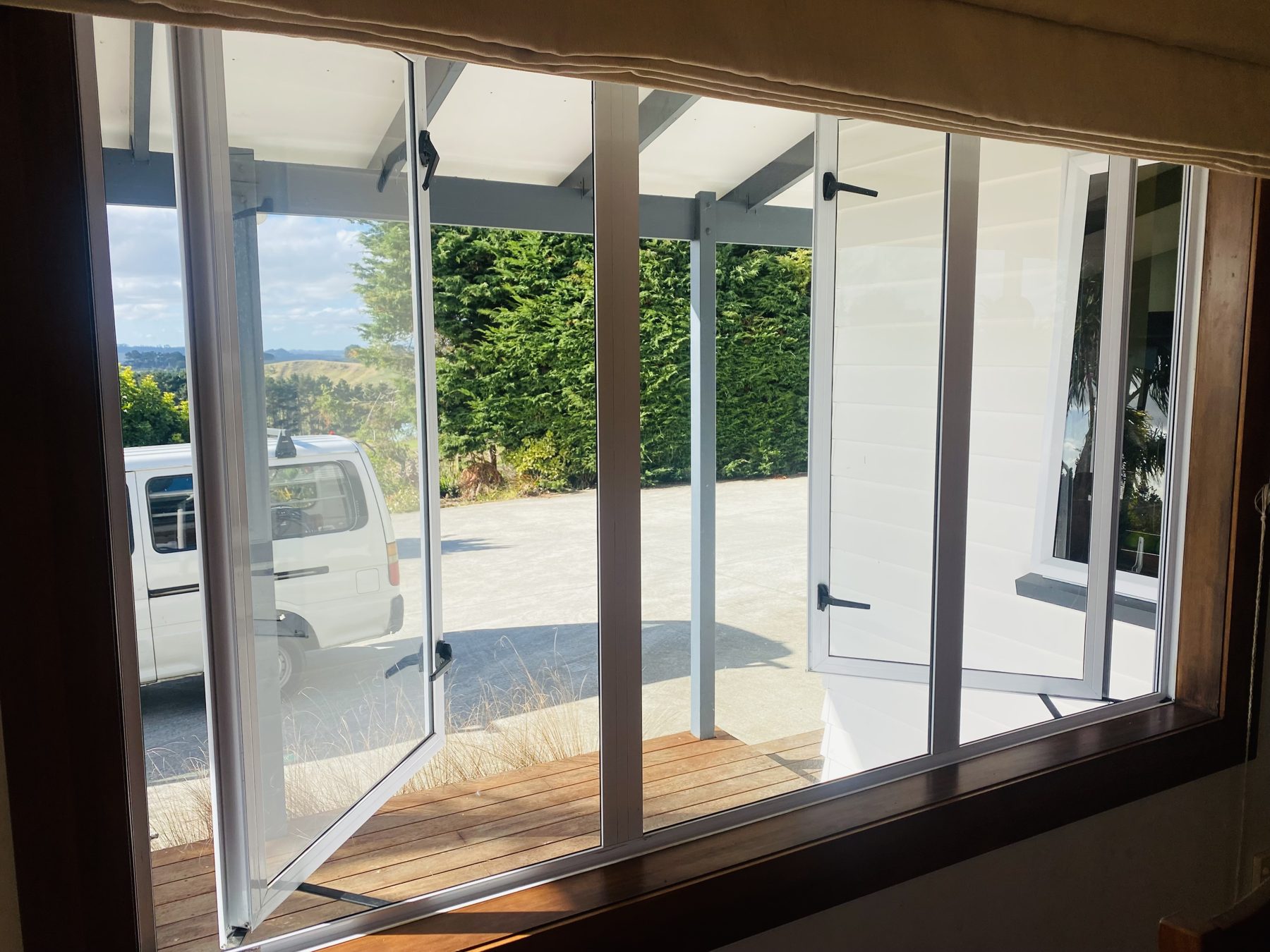 Aluminium window frames being cleaned